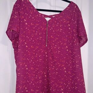 Magenta Terrazzo Pattern Plus Size Blouse - Apt 9 (2x)